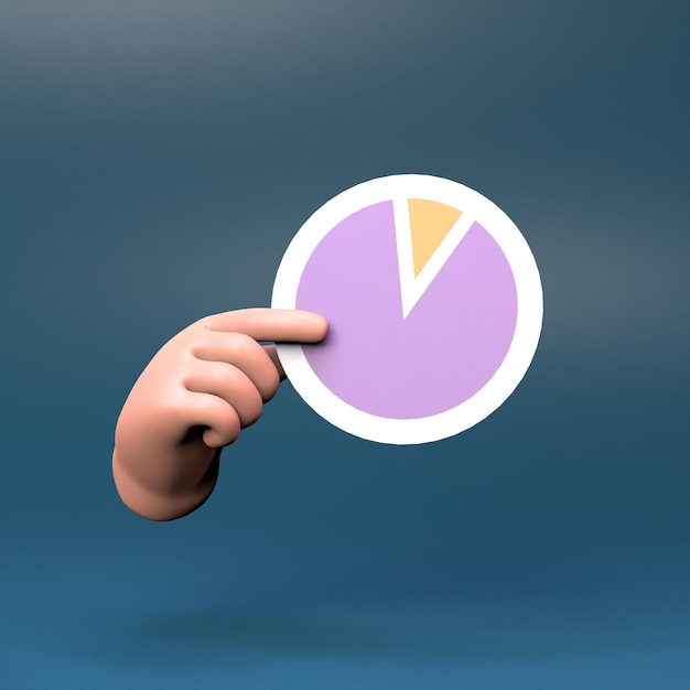 The hand is holding a round bar graph 3d render illustration