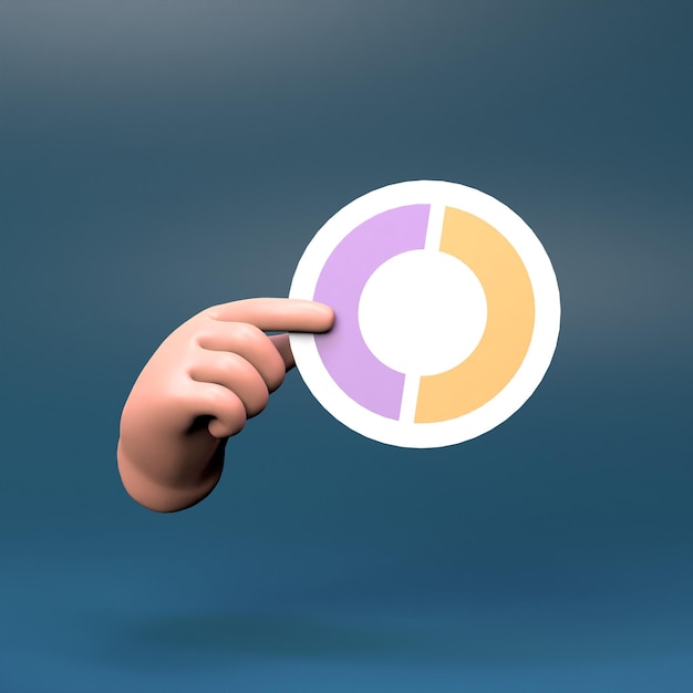 The hand is holding a round bar graph 3d render illustration