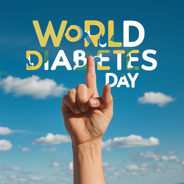 Photo a hand is pointing to a sign that says world diabetes day