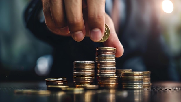 a hand is reaching over some coins with the word quot on it