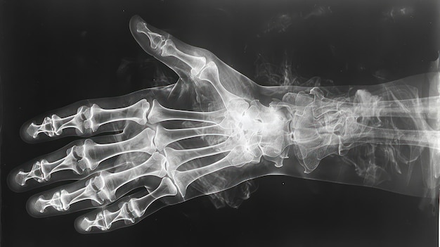 Photo a hand is shown in a black and white photo with the bones of the hand visible