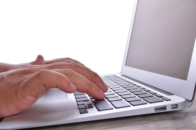 Hand on keyboard, information, connection, communication, and technology concept