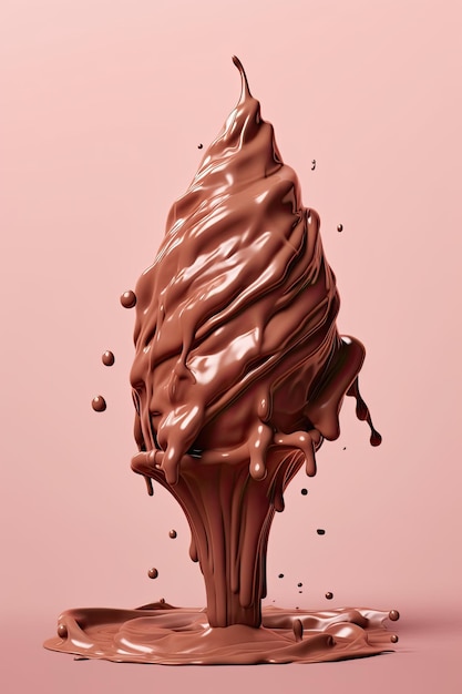 Hand made chocolate ice cream melting Generative AI