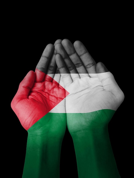 Hand painted as the palestine flag We stand with Palestine banner design concept