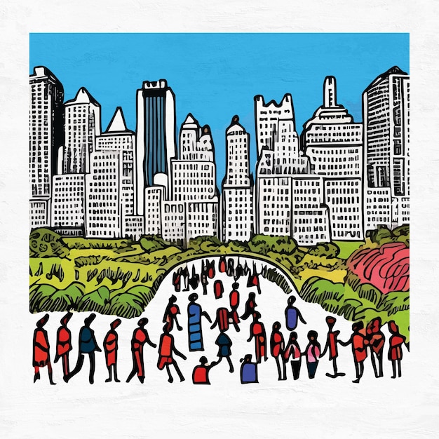 Hand Painted Central Park New York Illustration