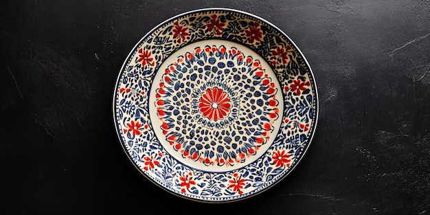 Photo hand painted ceramic plate with floral pattern