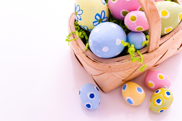 Hand painted Easter eggs with rought strokes of the brush.