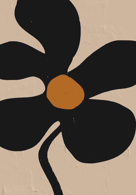 Hand Painted Floral Modern Art Black Flower Aesthetic Canvas Print Home Decor