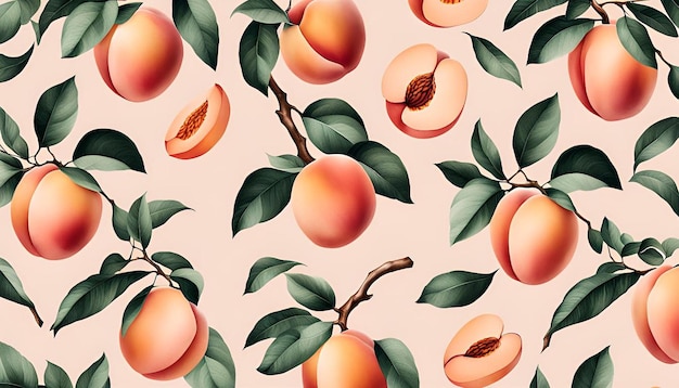 Photo hand painted peach pattern