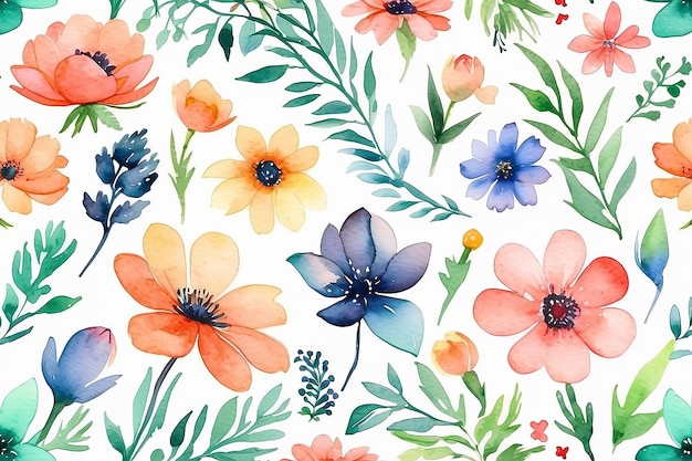 Hand painted watercolor flowers collection