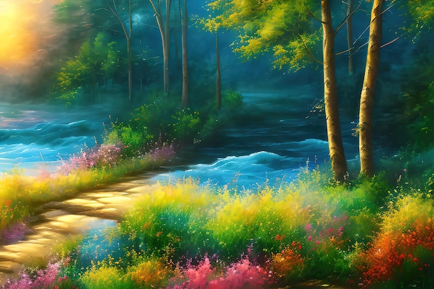 Hand painted watercolor nature background