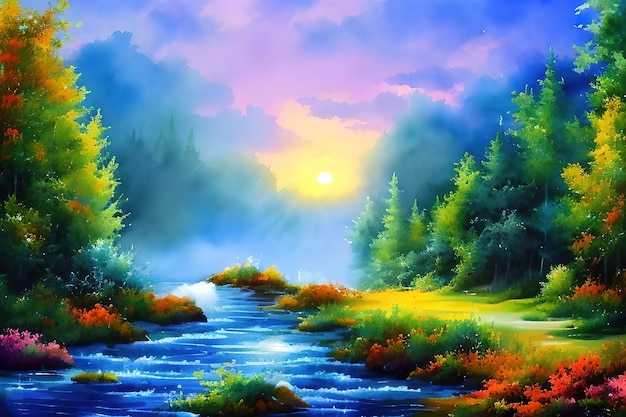 Hand painted watercolor nature background