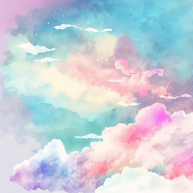 Hand painted watercolor pastel sky background