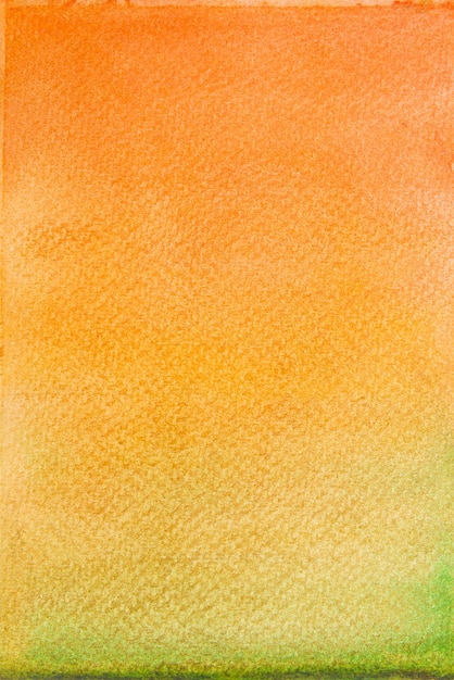 Hand painting orange yellow and green watercolor on paper background