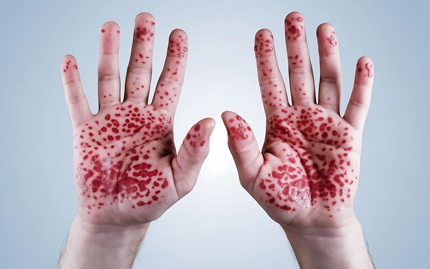 Photo hand of a patient with mpox infection