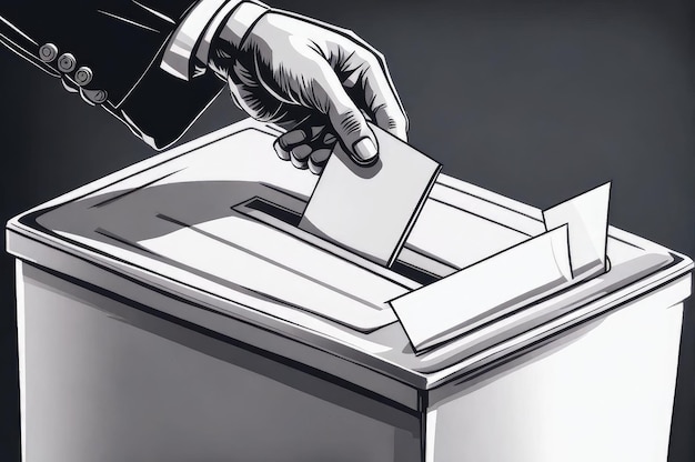 Hand of a person casting a vote into the ballot box during elections