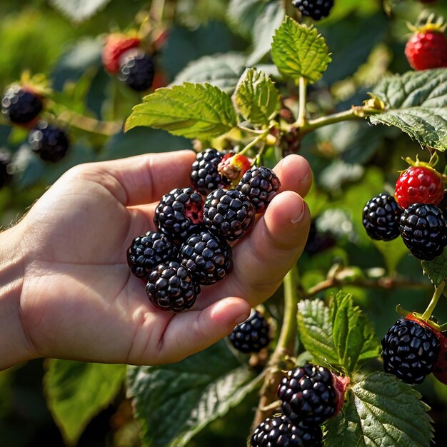 Hand Picking Blackberry Fruit