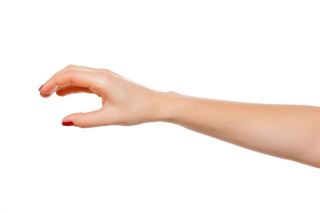 Hand pose like picking something isolated on white