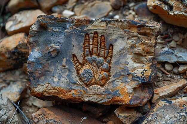 A hand print in rock high quality high resolution