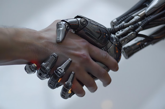 hand shaking between human and robot integration between human and artificial intelligence