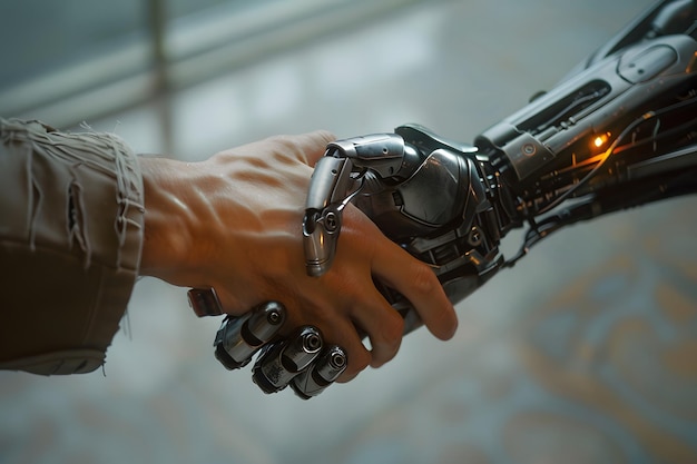 hand shaking between human and robot integration between human and artificial intelligence