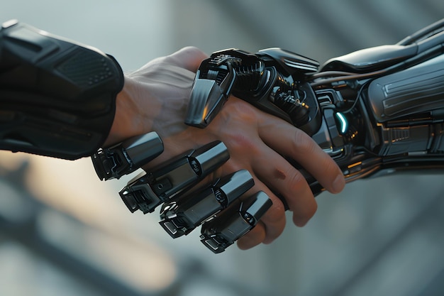 hand shaking between human and robot integration between human and artificial intelligence