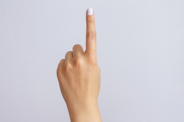 hand shows number one. Countdown gesture or sign. Sign language