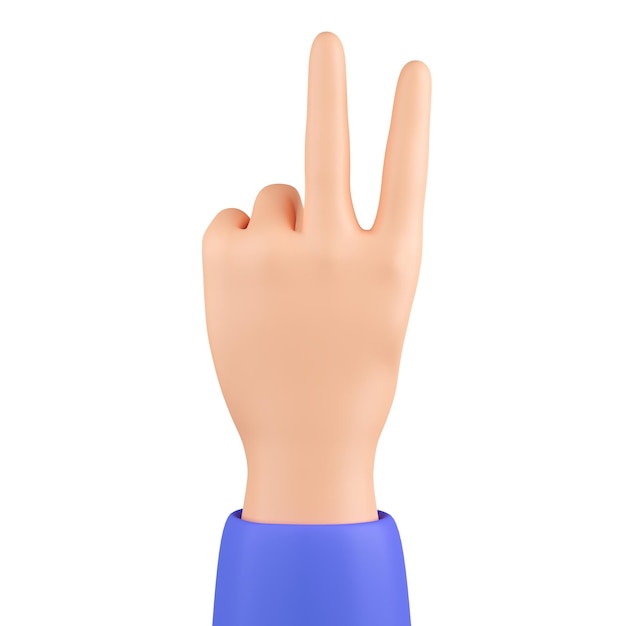 Hand shows peace symbol cartoon style Middle and index fingers