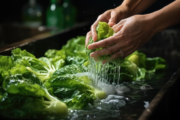 hand washing organic fruits and vegetables water splash professional advertising food photography