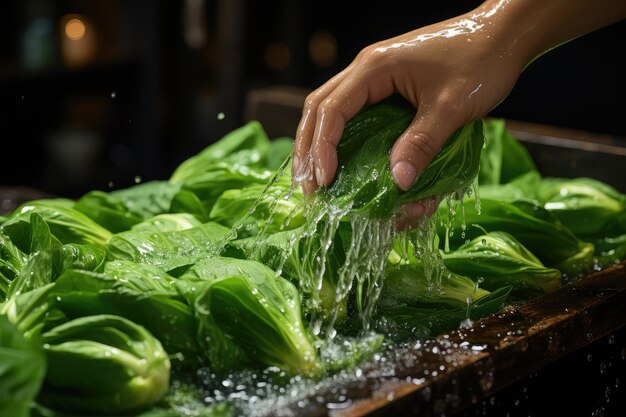 hand washing organic fruits and vegetables water splash professional advertising food photography