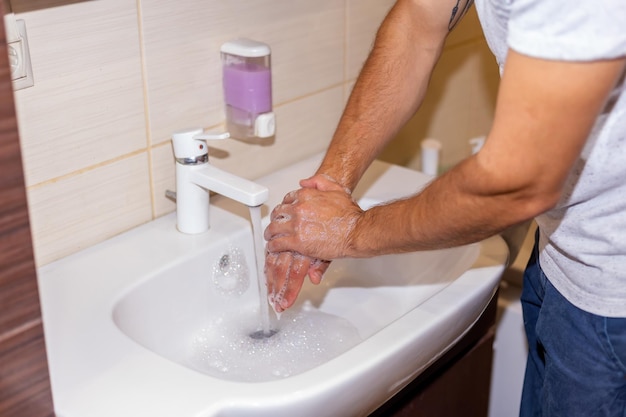 Hand washing with soap. P