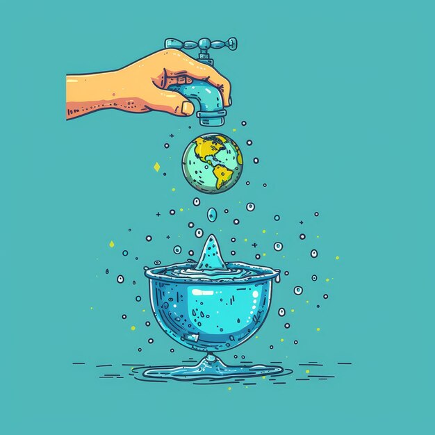 Photo hand washing with soap and water vector illustration in cartoon style