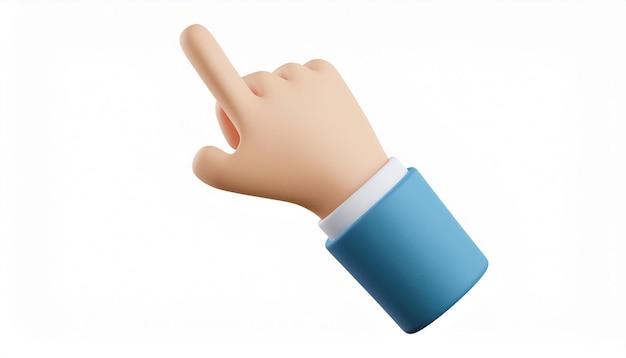 a hand with a blue arm pointing to the left