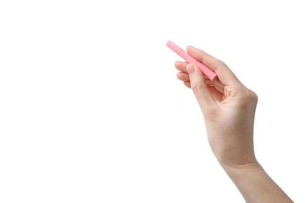 Hand with chalk isolated on white background PNG