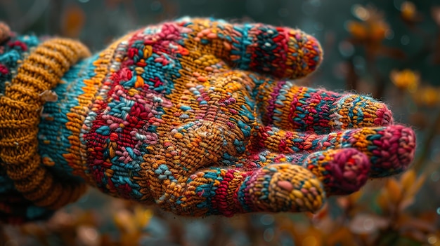 a hand with a colorful hand that has a pattern on it