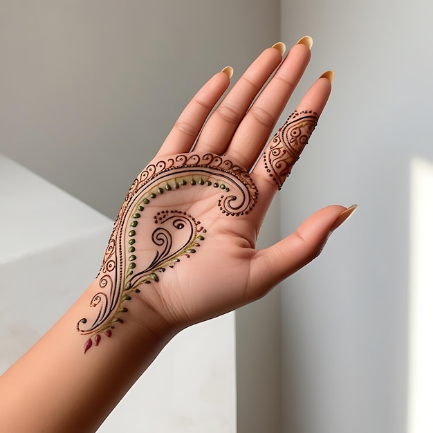 Photo a hand with henna designs on it