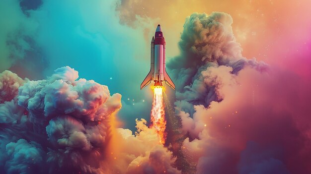 Photo hand with rocket propel your career forward