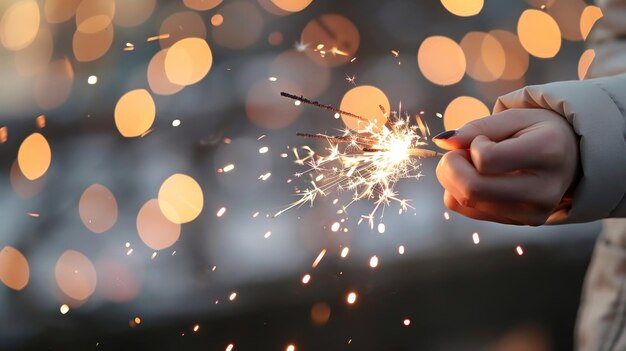 Photo a hand with a sparkler that has the word sparkles on it