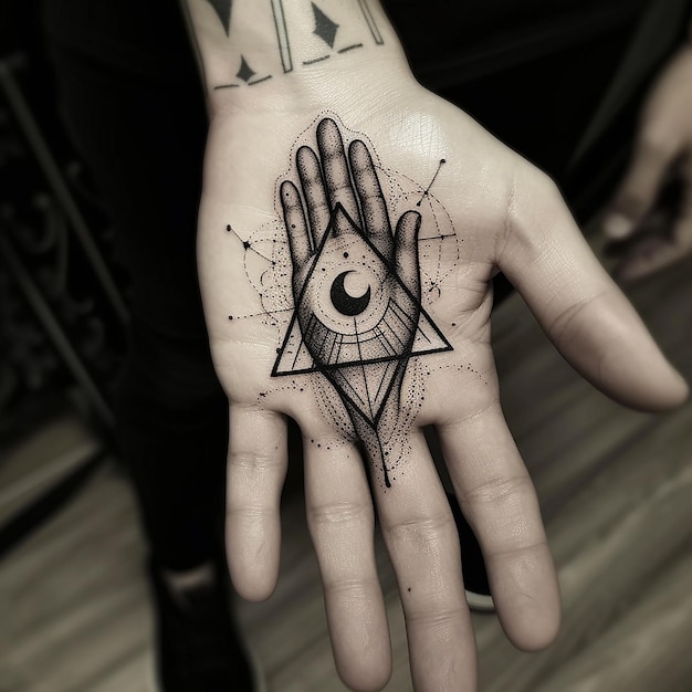 a hand with a symbol of the word quot all over it