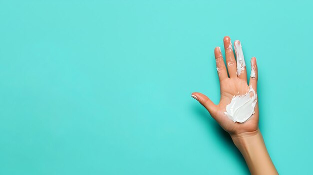 Photo a hand with a white substance on it is being washed by a woman