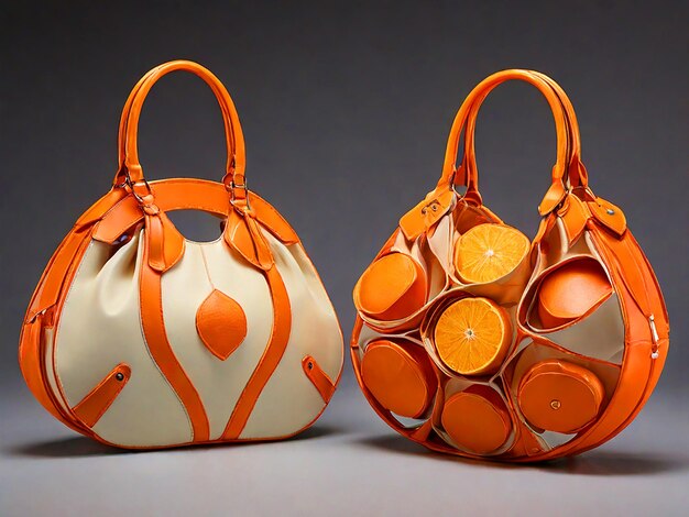 Photo handbags shaped like orange segments