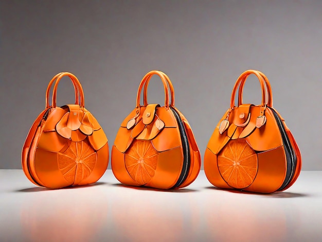 Photo handbags shaped like orange segments