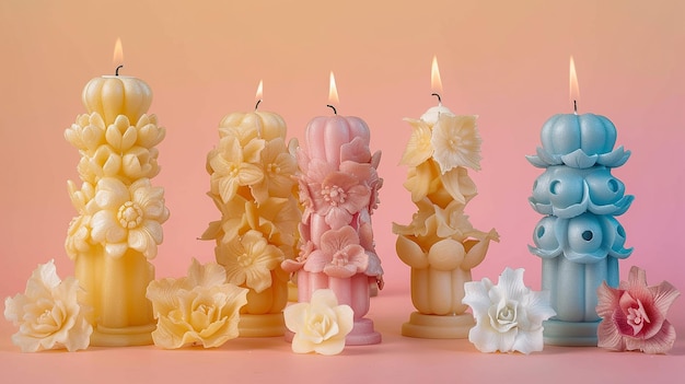 Photo handcarved decorative wax candles