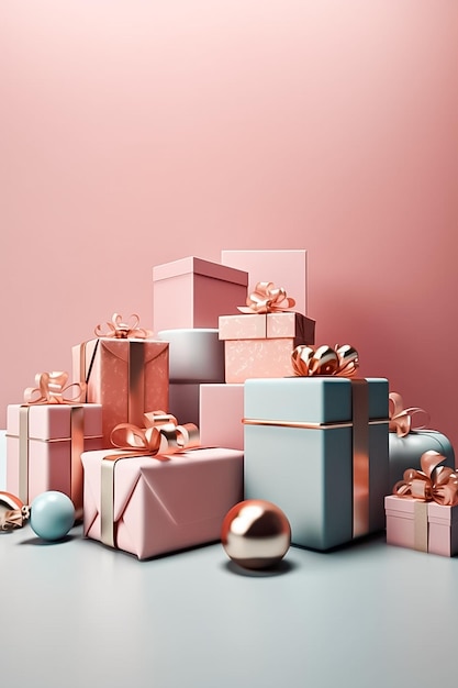 Handcraft gift boxes isolated on color background AI generated