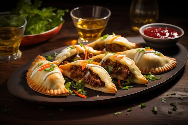 Handcrafted Empanadas with Spicy Beef delicious Empanadas food photography