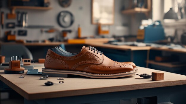 Handcrafted Leather Wingtip Dress Shoes in Workshop