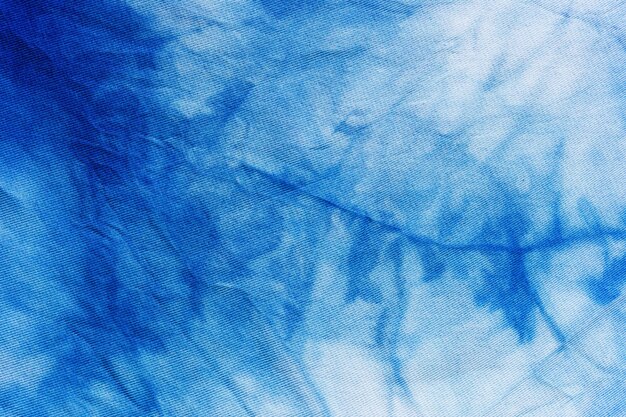 Handcrafted tie dye blue abstract pattern on silk