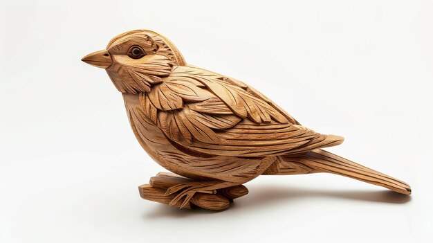 Photo handcrafted wooden bird art on transparent background