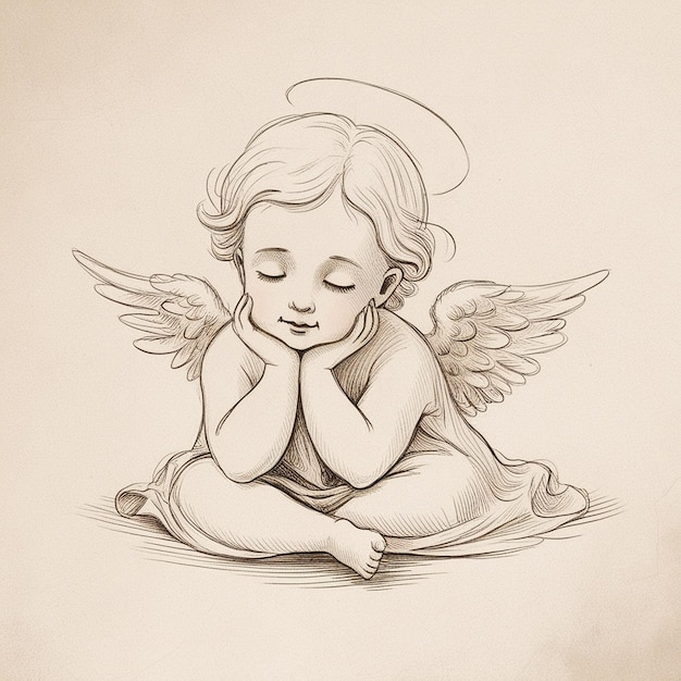 A HandDrawn Angelic Illustration