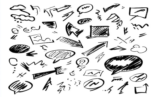 HandDrawn Arrows and Abstract Symbols Collection Creative Doodle Sketches and Directional Elements